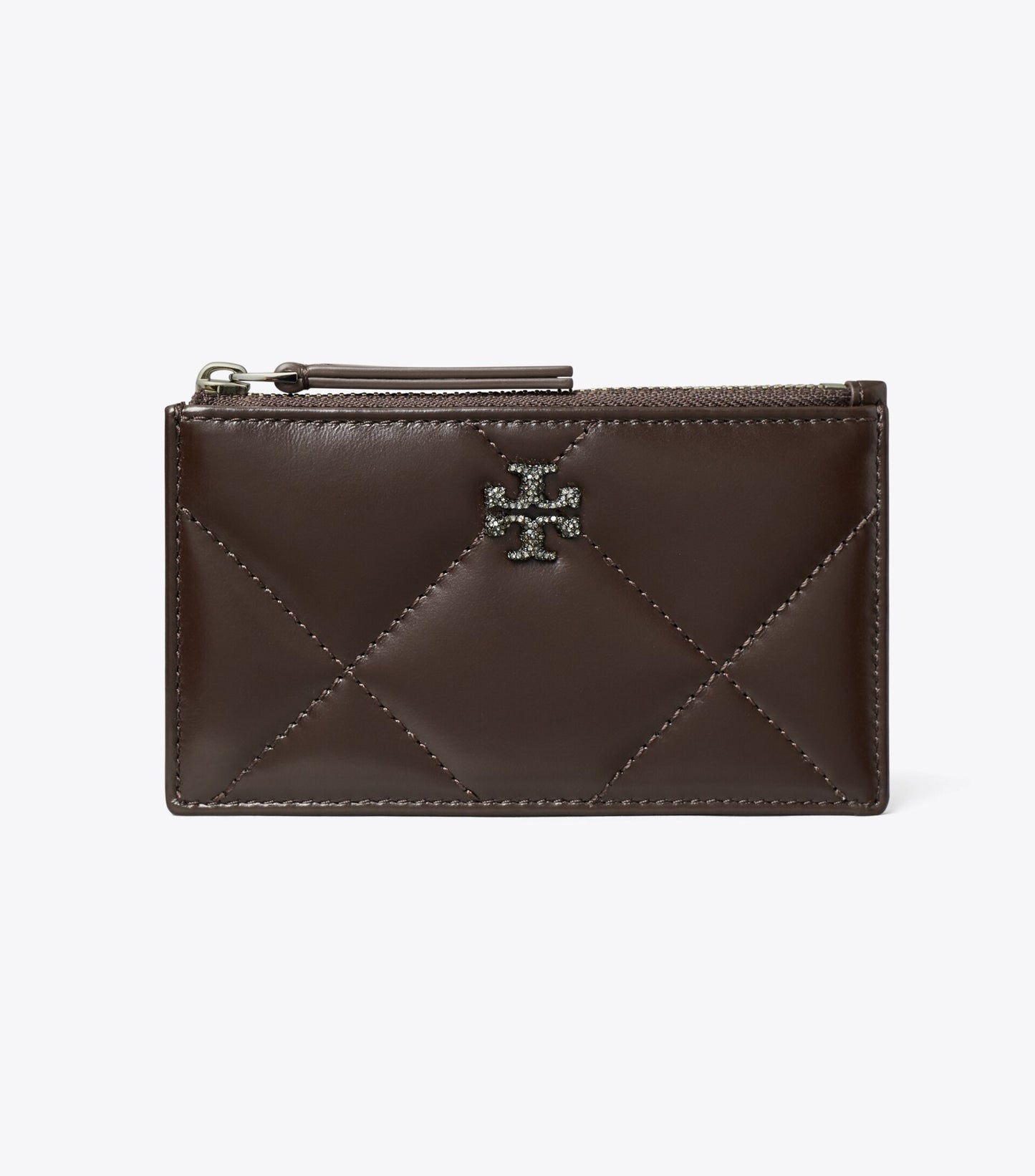 Kira Diamond Quilt Pavé Zip Card Case