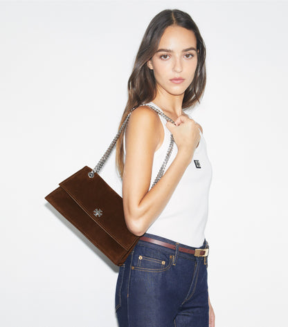 Kira Turnlock Suede Shoulder Bag