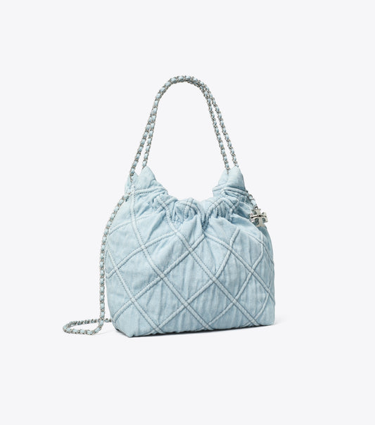 Mini Fleming Soft Denim Hobo Bag