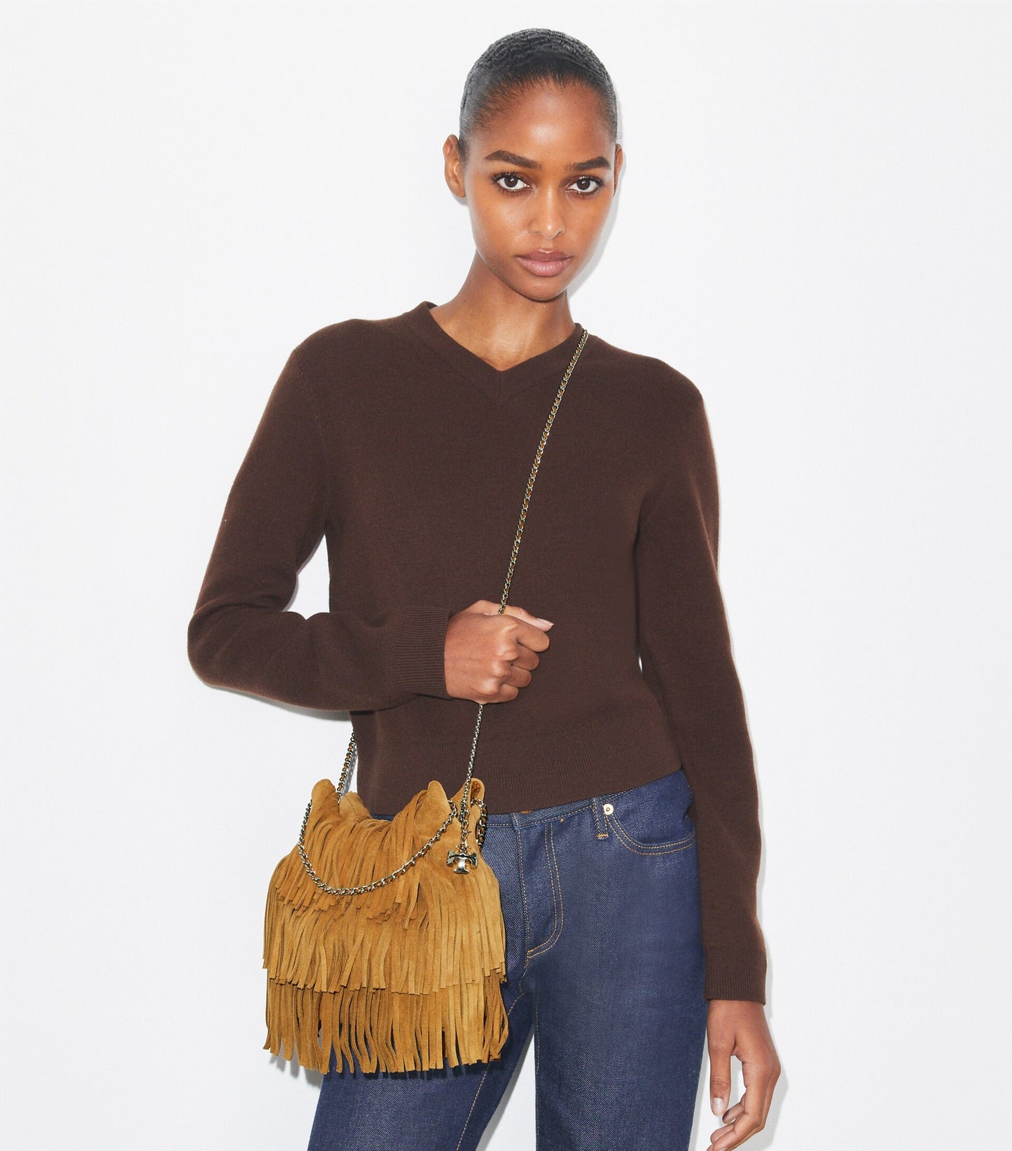 Mini Fleming Suede Fringe Hobo Bag