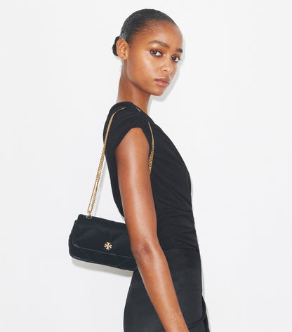 Mini Kira Diamond Quilt Velvet Pavé Flap Bag