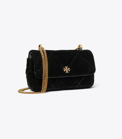 Mini Kira Diamond Quilt Velvet Pavé Flap Bag