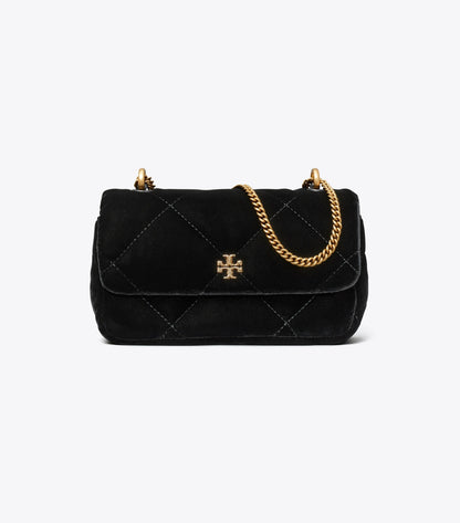 Mini Kira Diamond Quilt Velvet Pavé Flap Bag