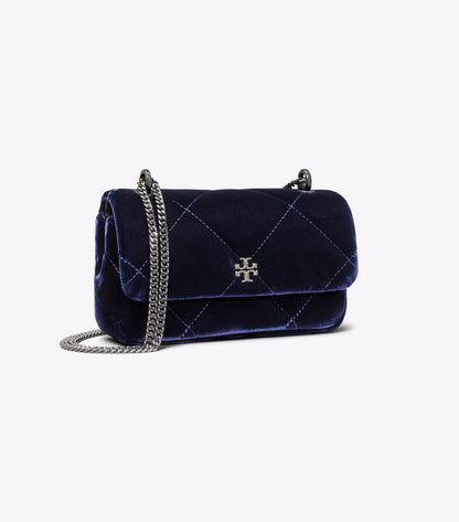 Mini Kira Diamond Quilt Velvet Pavé Flap Bag