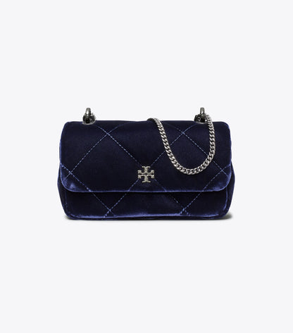 Mini Kira Diamond Quilt Velvet Pavé Flap Bag