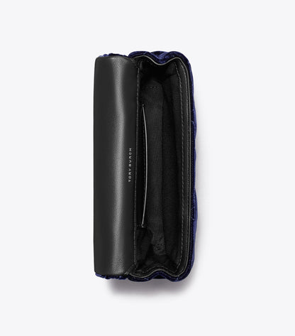 Mini Kira Diamond Quilt Velvet Pavé Flap Bag