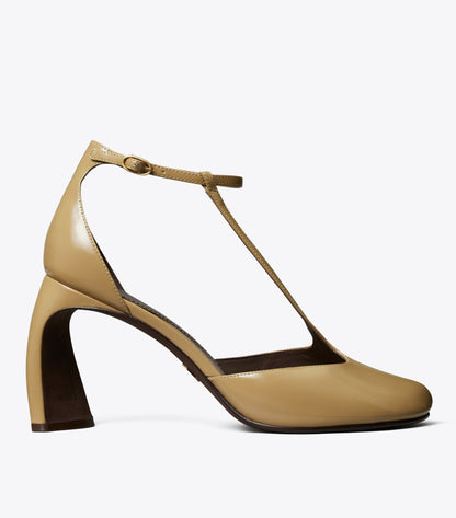 Peep-Toe T-Strap Heeled Sandal