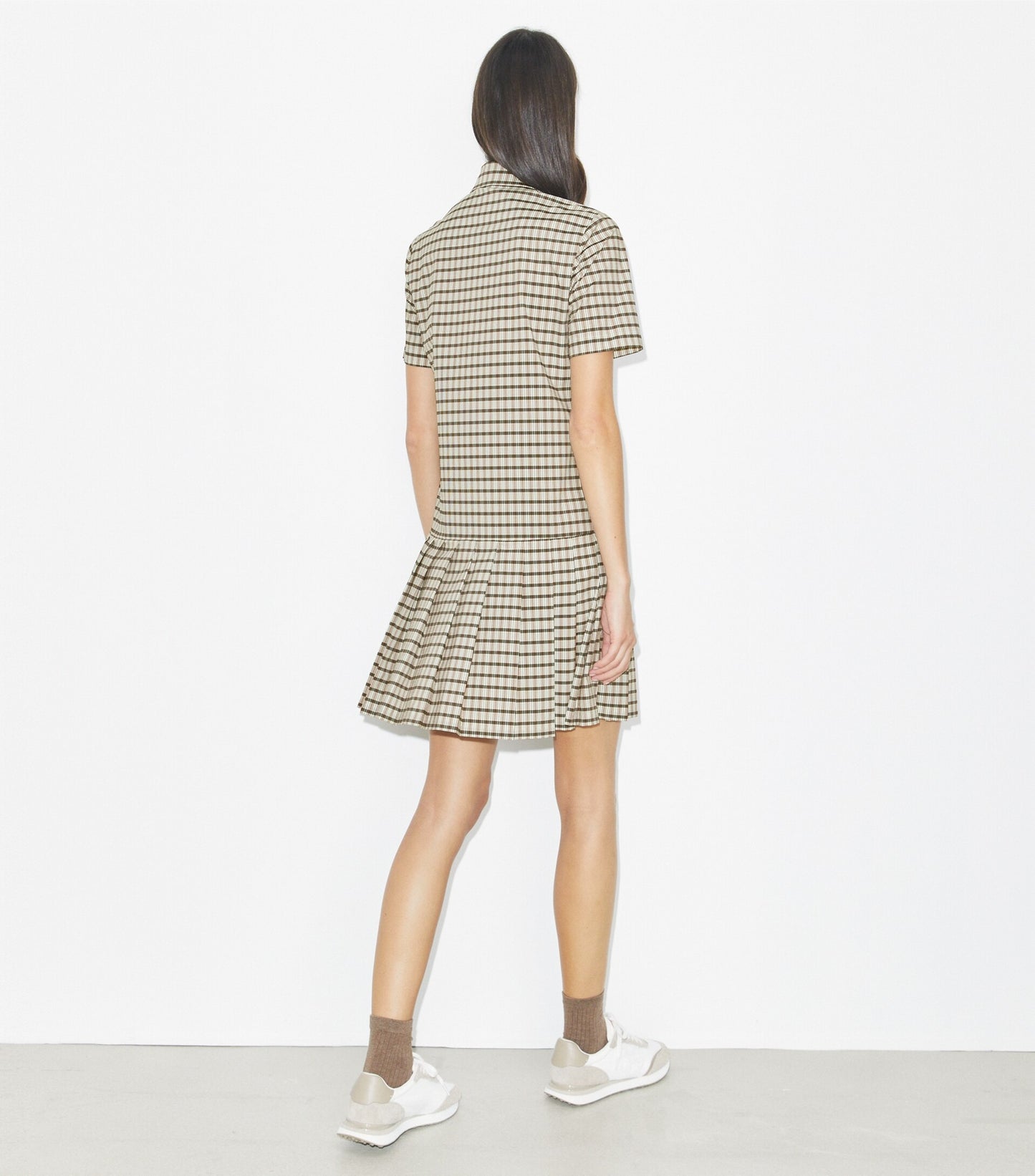 Plaid Drop-Waist Pleated Golf Dress