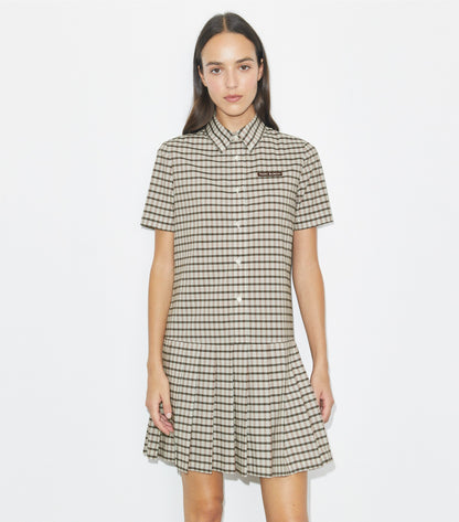 Plaid Drop-Waist Pleated Golf Dress