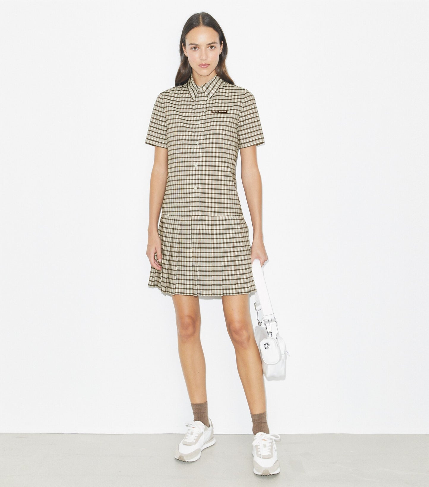 Plaid Drop-Waist Pleated Golf Dress