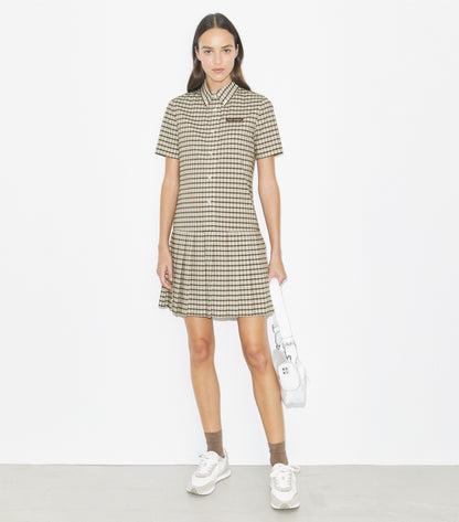 Plaid Drop-Waist Pleated Golf Dress