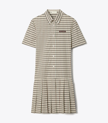 Plaid Drop-Waist Pleated Golf Dress