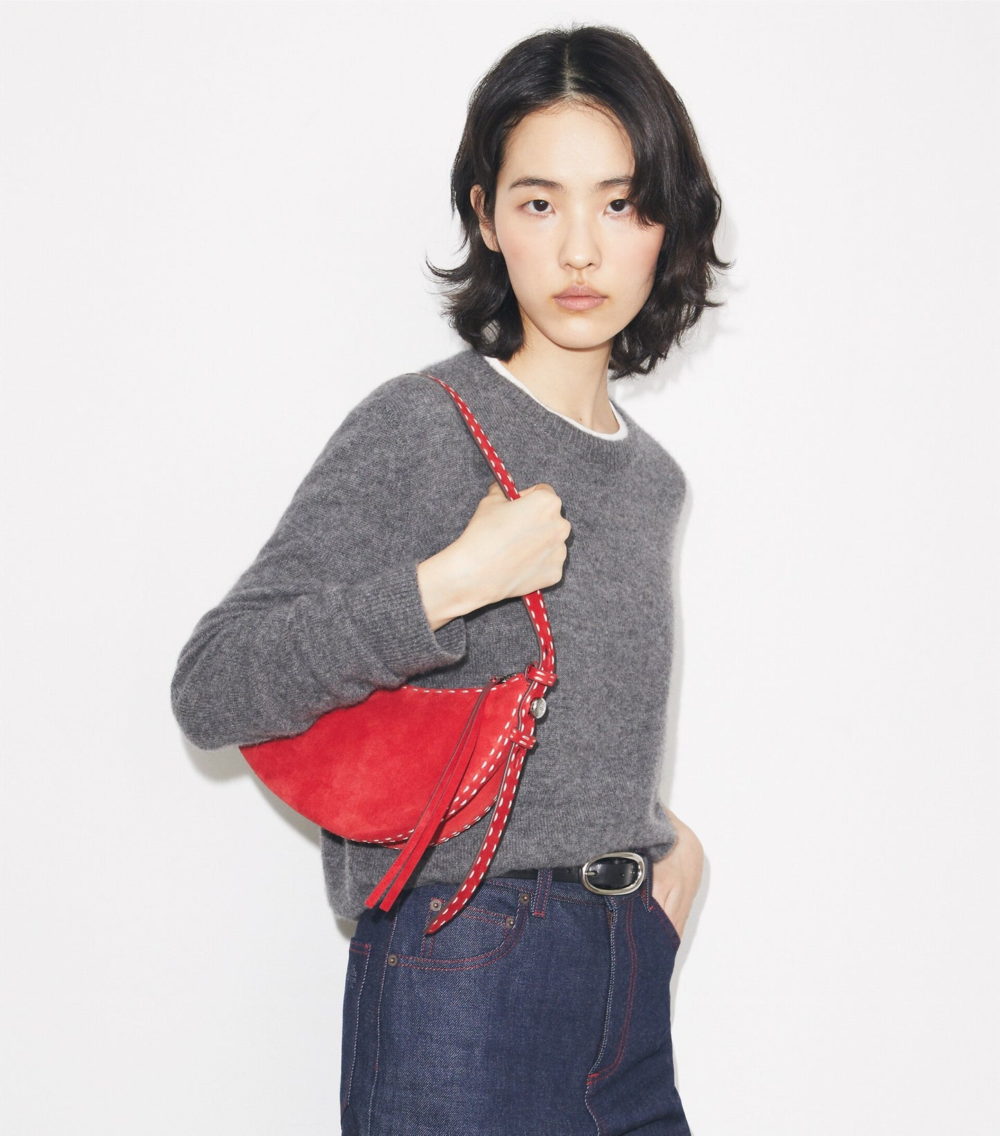 Romy Suede Half Moon Bag