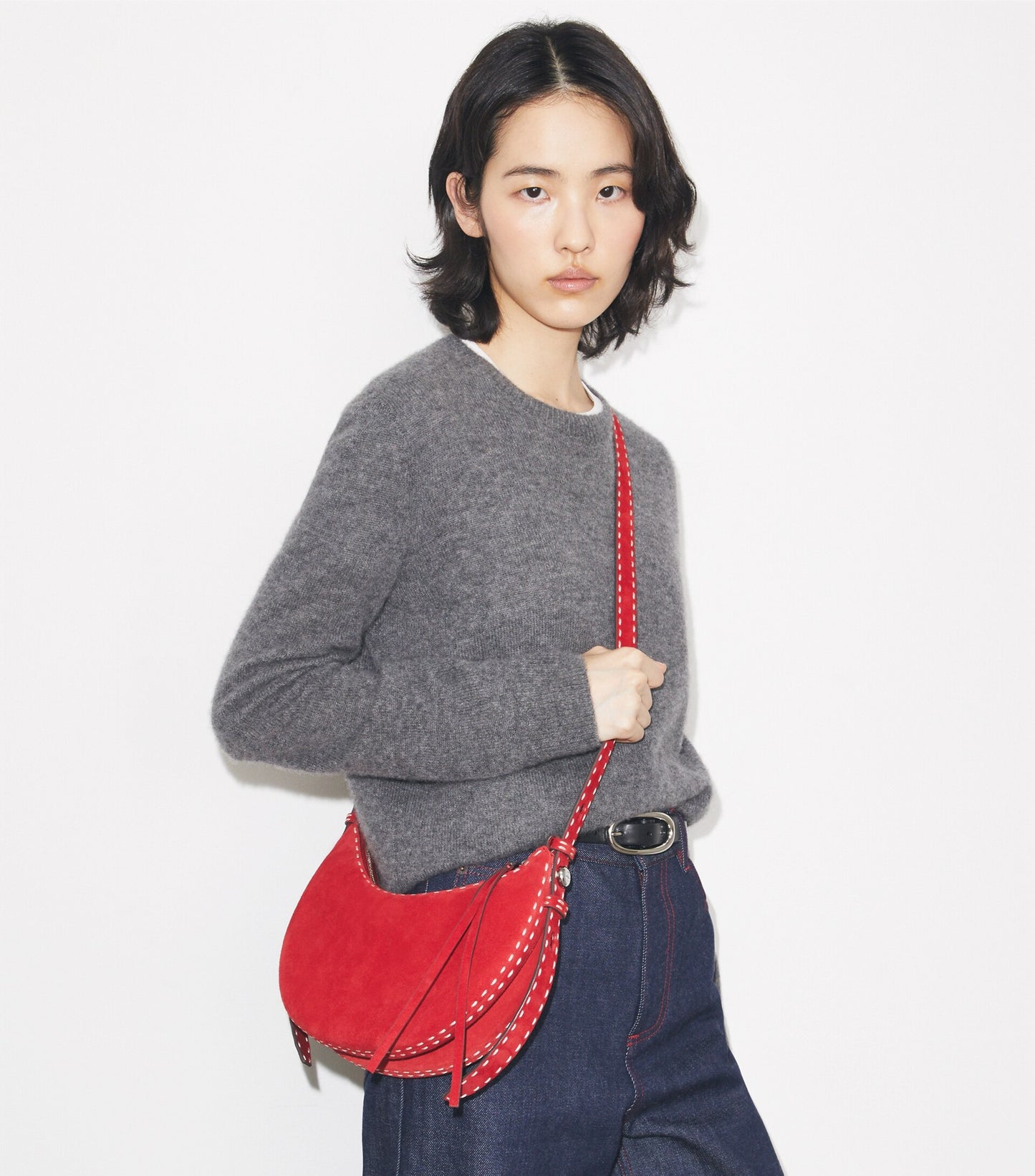 Romy Suede Half Moon Bag
