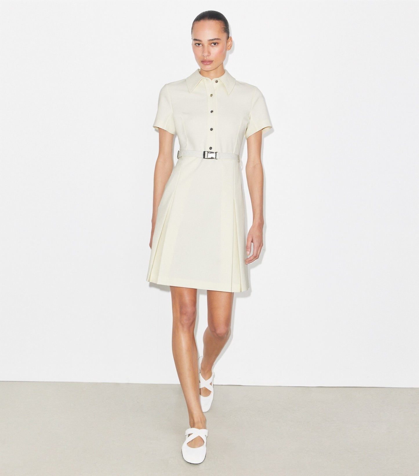 Short-Sleeve Pleated Golf Dress