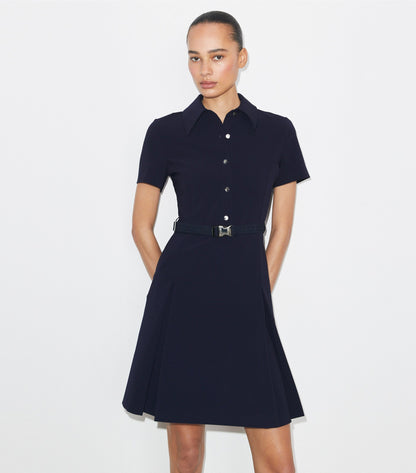 Short-Sleeve Pleated Golf Dress
