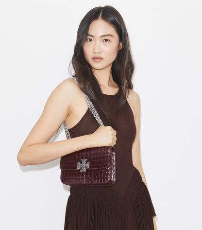 Small Eleanor Croc-Embossed Shoulder Bag