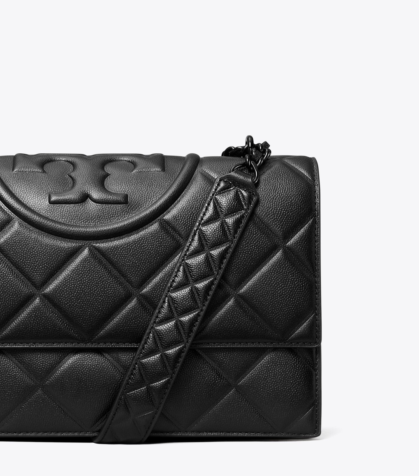 Small Fleming Polished-Grain Shoulder Bag