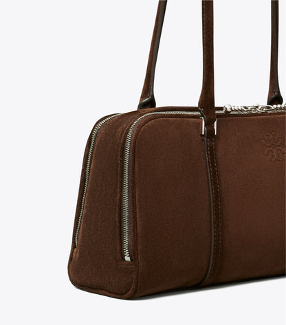 Small Marshmallow Suede Satchel