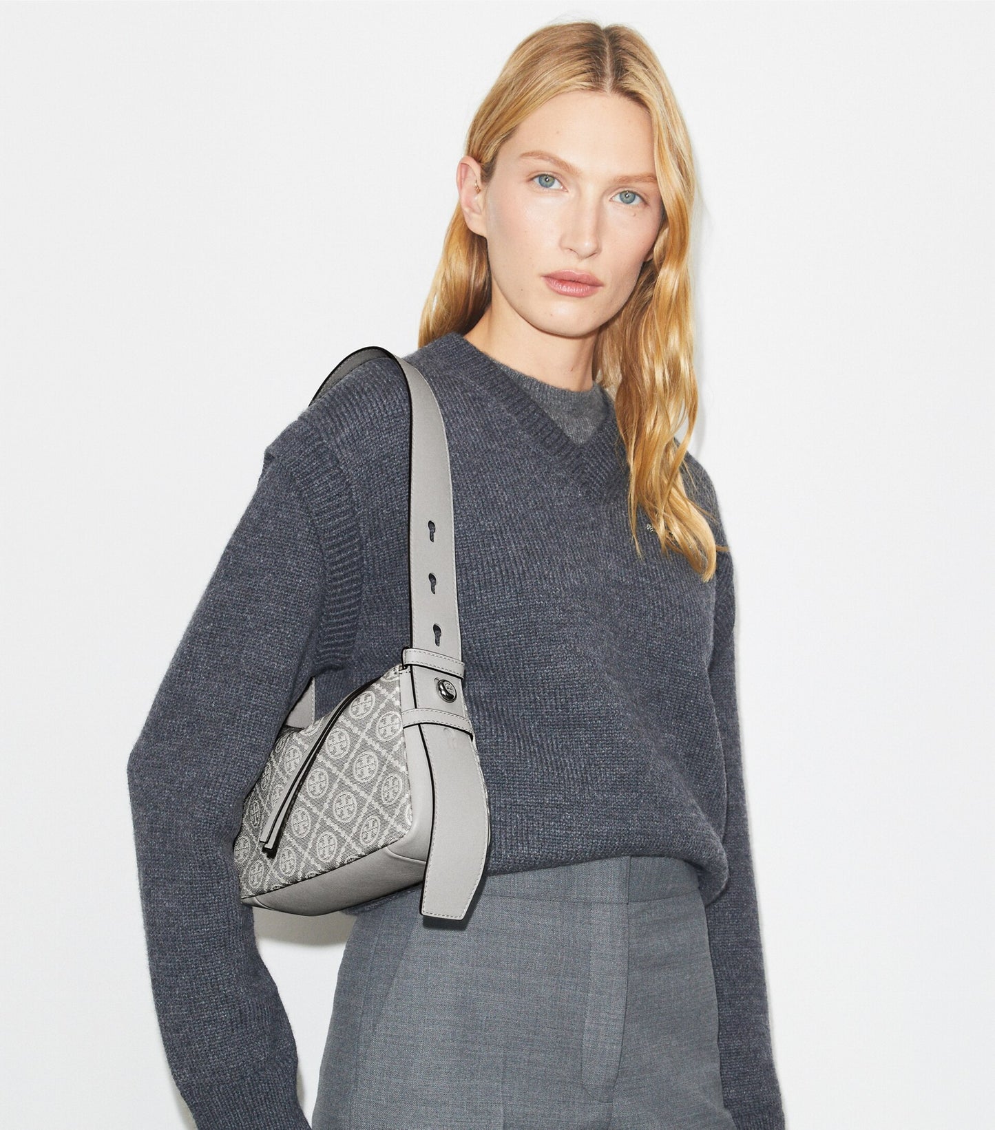 Small Romy T Monogram Shoulder Bag