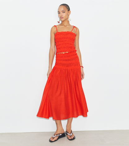 Smocked Viscose Skirt