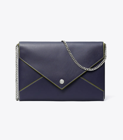 Smooth Leather Envelope Chain Pouch