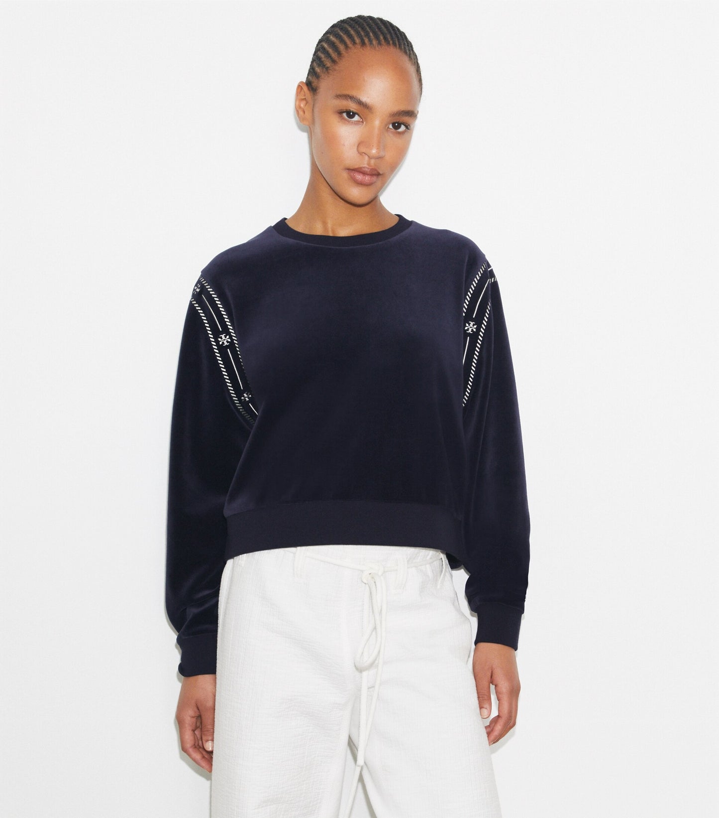 T Logo Velour Crewneck