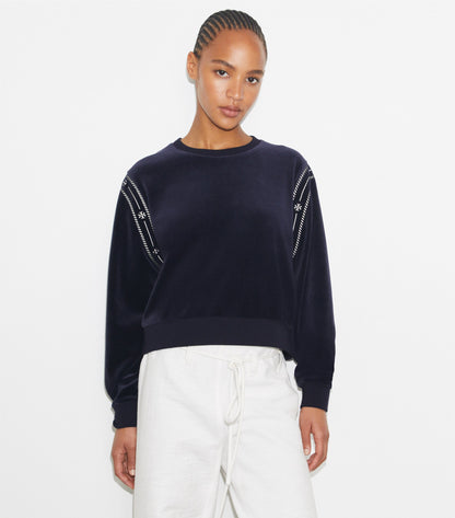 T Logo Velour Crewneck