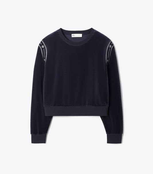 T Logo Velour Crewneck