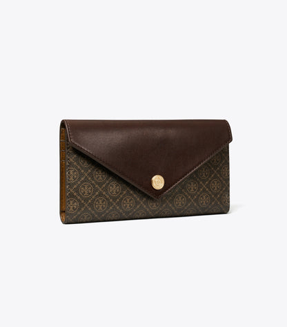 T Monogram Coated Canvas Envelope Wallet