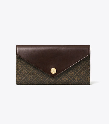T Monogram Coated Canvas Envelope Wallet