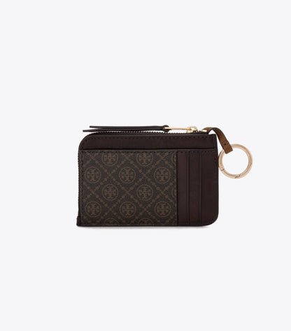 T Monogram Coated Canvas Envelope Zip Card Case