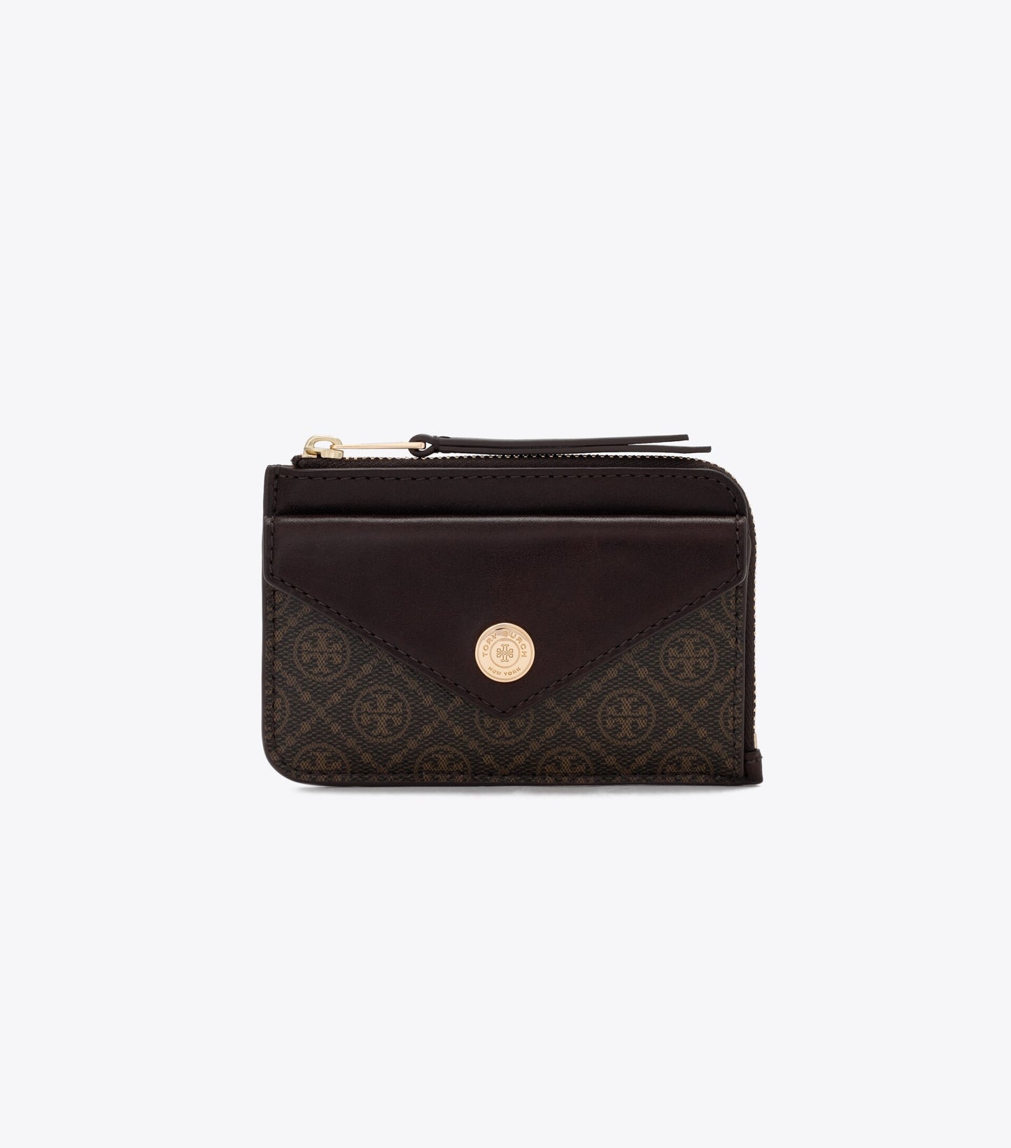 T Monogram Coated Canvas Envelope Zip Card Case