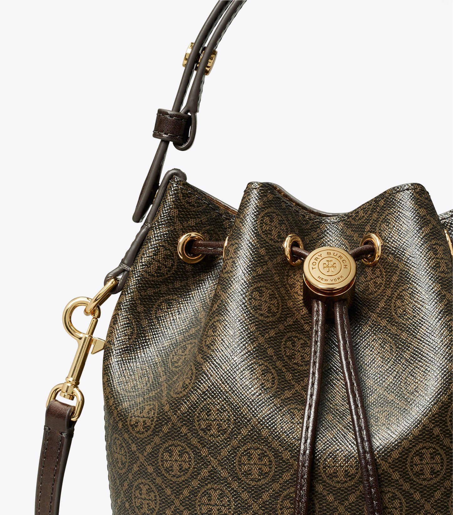 T Monogram Coated Canvas Mini Bucket Bag