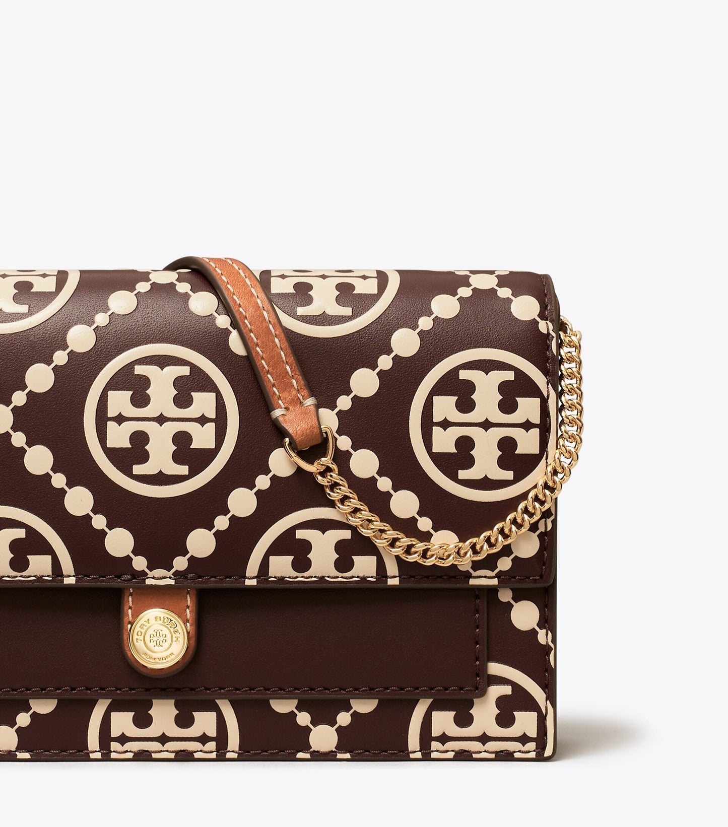 T Monogram Contrast Embossed Crossbody
