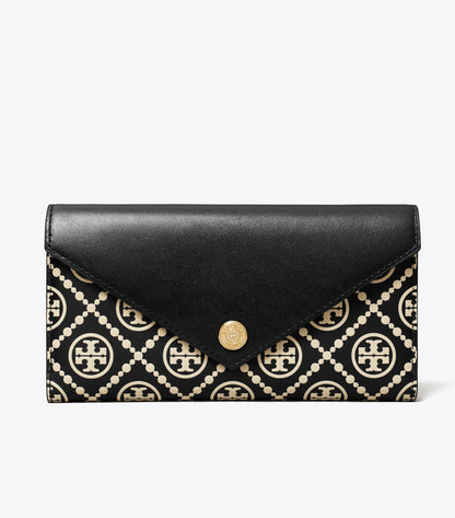 T Monogram Contrast Embossed Envelope Wallet