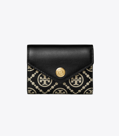 T Monogram Contrast Embossed Small Envelope Wallet