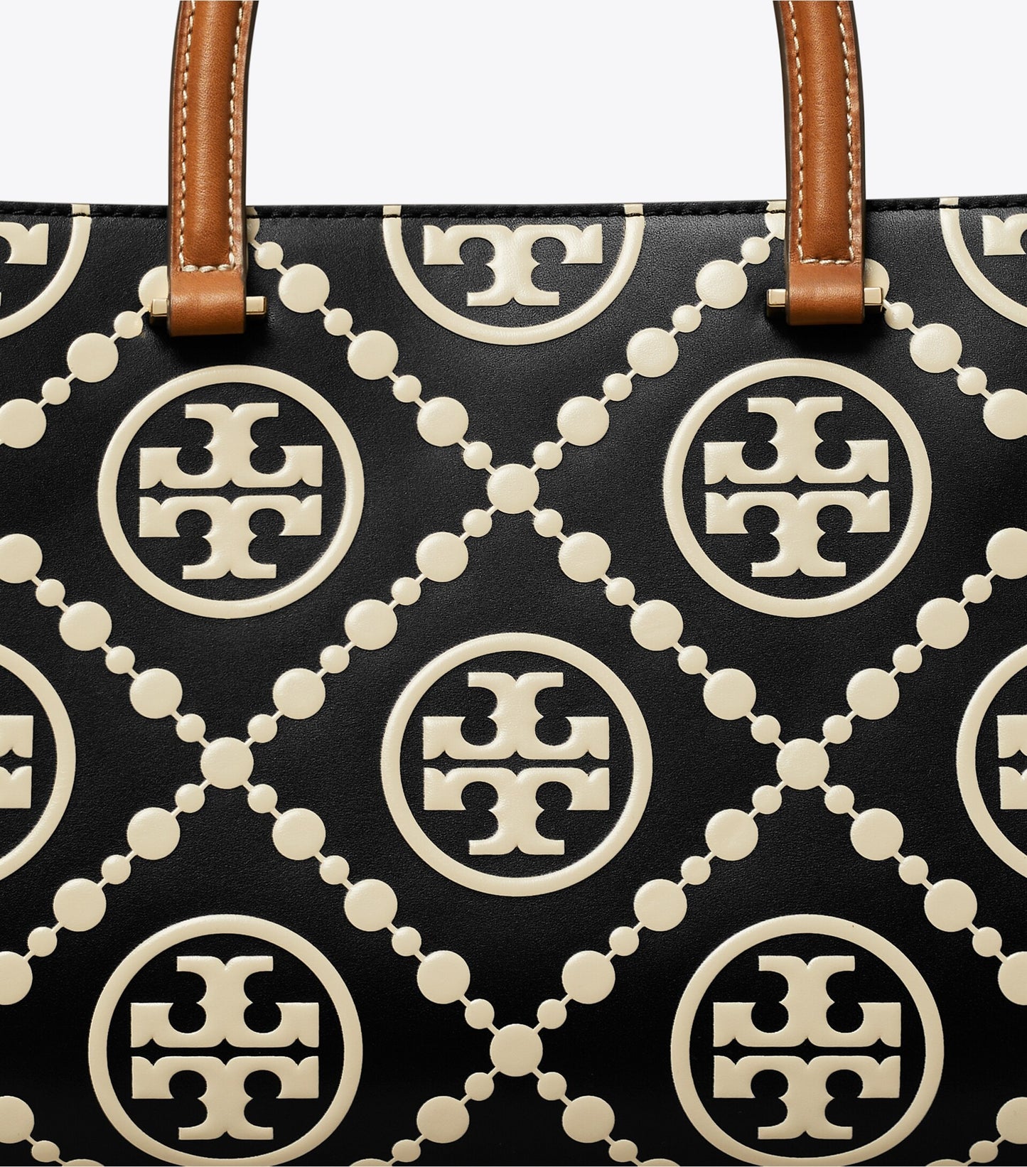 T Monogram Contrast Embossed Top-Handle Tote