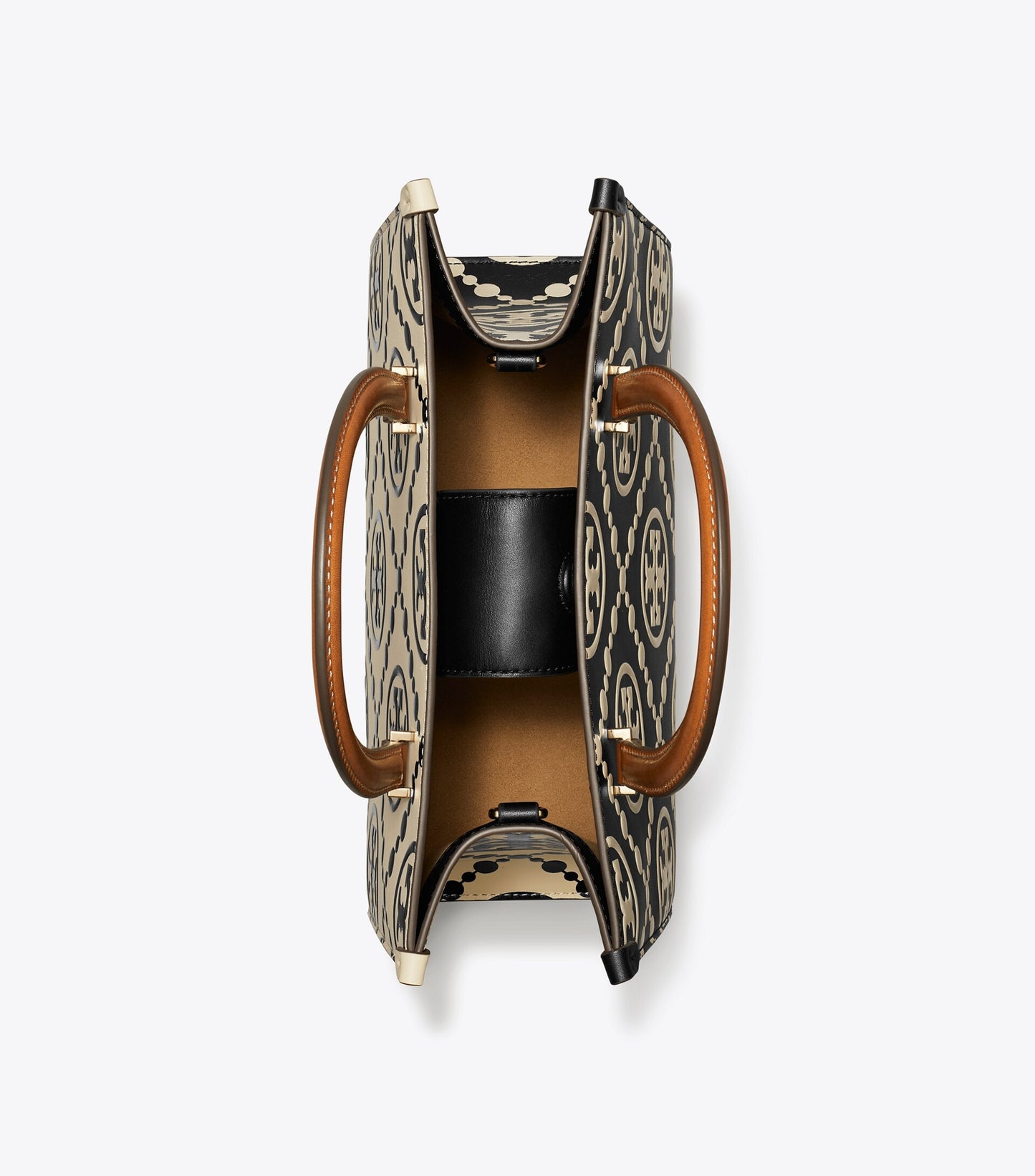 T Monogram Contrast Embossed Top-Handle Tote