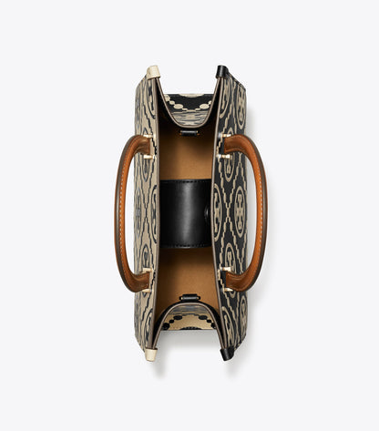 T Monogram Contrast Embossed Top-Handle Tote