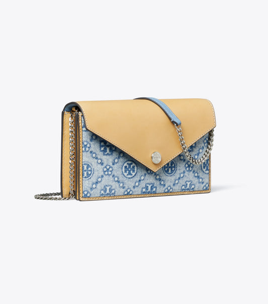 T Monogram Denim Envelope Crossbody
