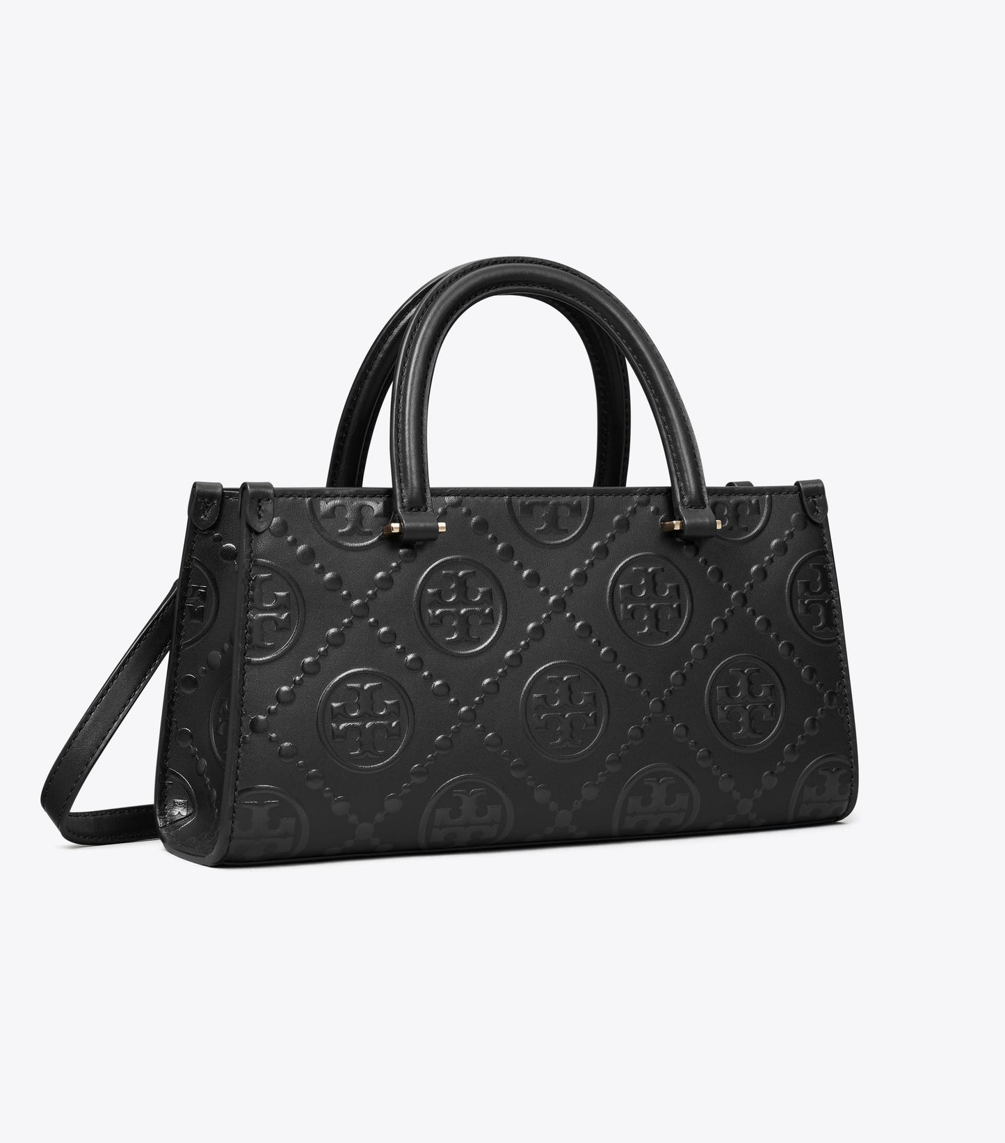 T Monogram Embossed Small East-West Tote