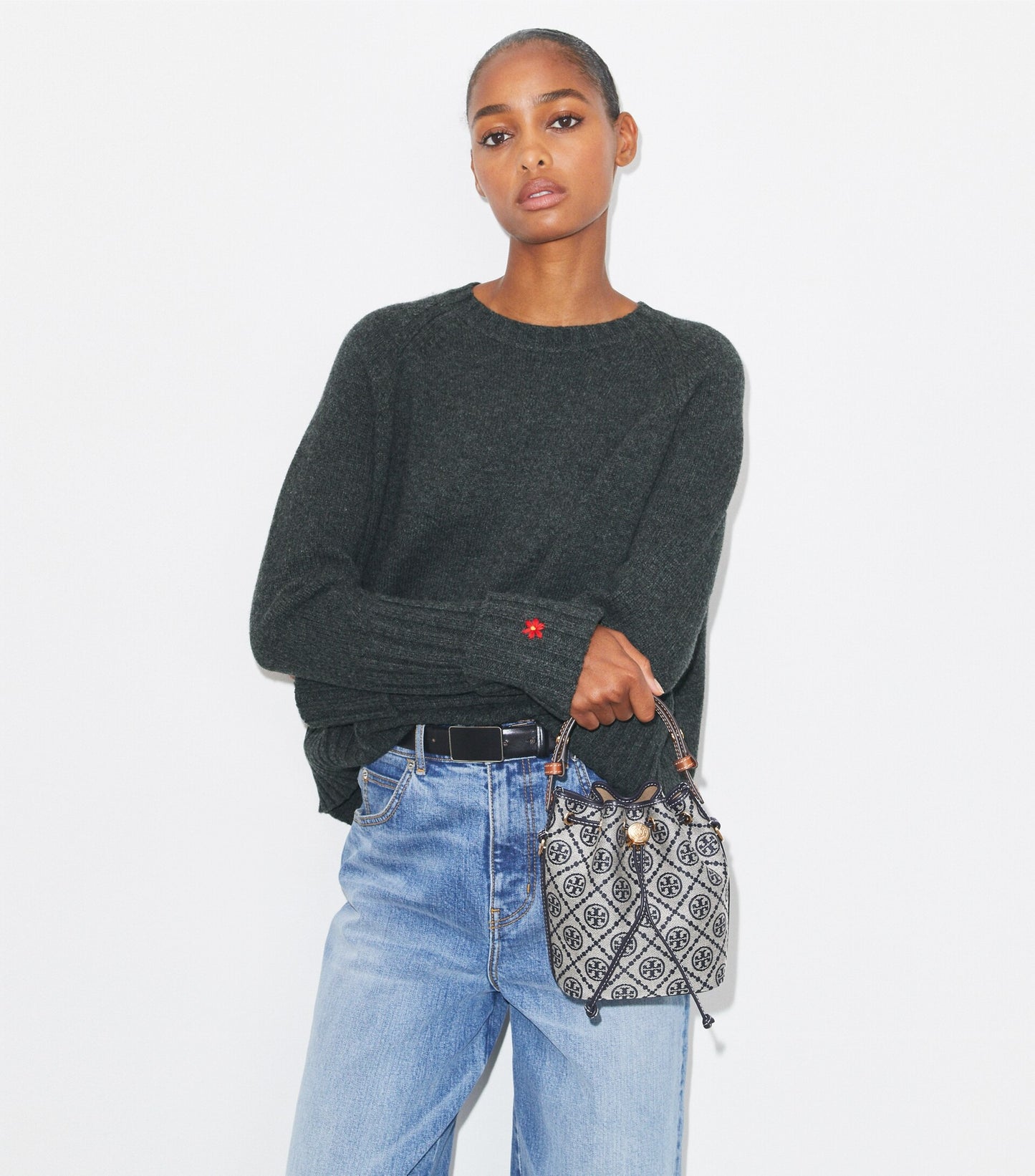 T Monogram Mini Bucket Bag