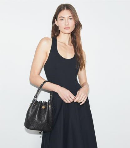 T Monogram Pebbled Bucket Bag