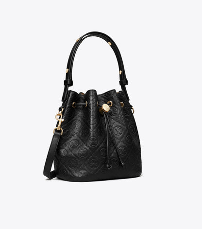 T Monogram Pebbled Bucket Bag