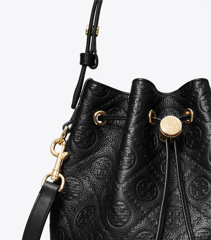 T Monogram Pebbled Bucket Bag