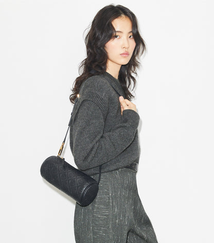 T Monogram Pebbled Cylinder Bag