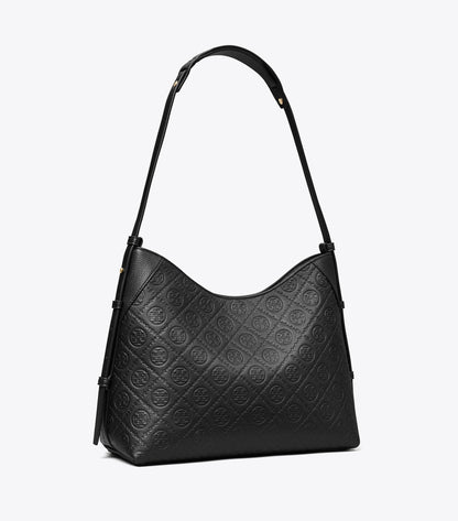 T Monogram Pebbled Messenger Bag