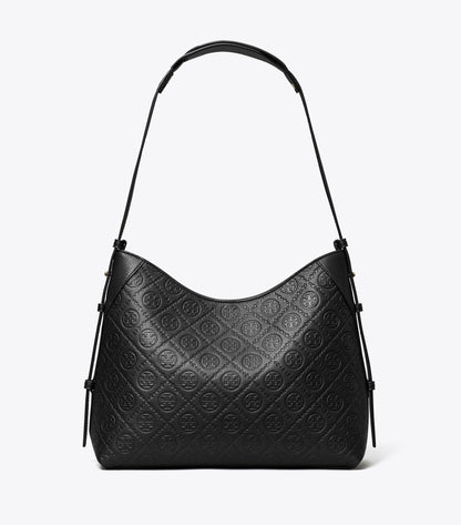 T Monogram Pebbled Messenger Bag