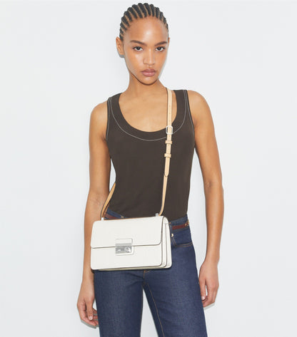 T Monogram Pebbled Shoulder Bag